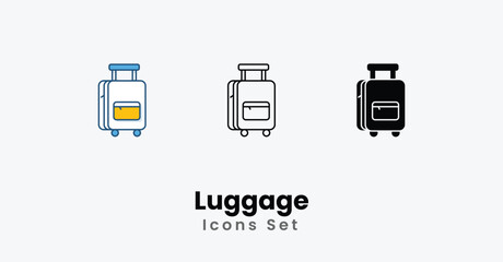 Luggage Icons thin line and glyph vector icon stock illustration