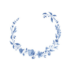 Frame of blue flowers. Blue flower border