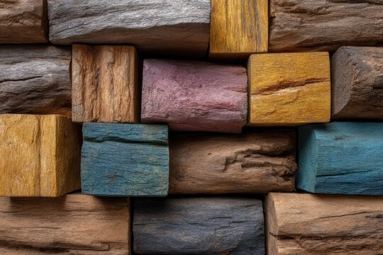 Rustic Wooden Blocks: A Textured, Earthy Composition