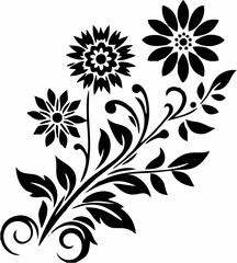Hand drawn flower silhouette.eps