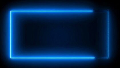 Blue Neon Frame Glowing Darkly