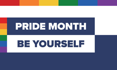 LGBT Pride Month in June. Lesbian Gay Bisexual Transgender. Celebrated annual. LGBT flag. Rainbow love concept. Human rights and tolerance. Poster, card, banner and background. Vector illustration