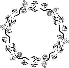 vector floral frame, frame with branch , leaf, and flowers. simple floral frame