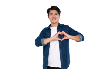 Portrait of young man Asian is posing on PNG background	