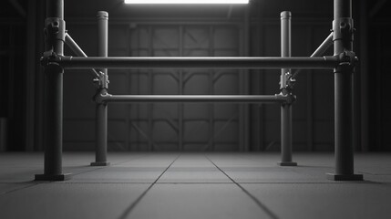 Industrial Construction Infrastructure: Scaffolding Elements and Interior Space