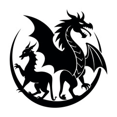 Fantasy Dragon Silhouette – Mythical Creature for Game Design and Book Covers