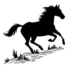 Running Horse Silhouette Vector Illustration.