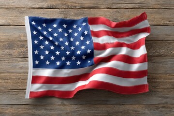Obraz premium American Flag: Rustic Wood, Draped Elegance