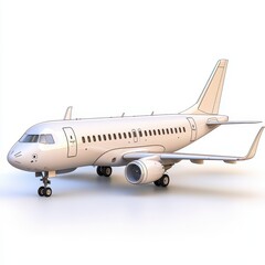 Obraz premium Detailed White Passenger Airplane Isolated on a White Background in a Side View