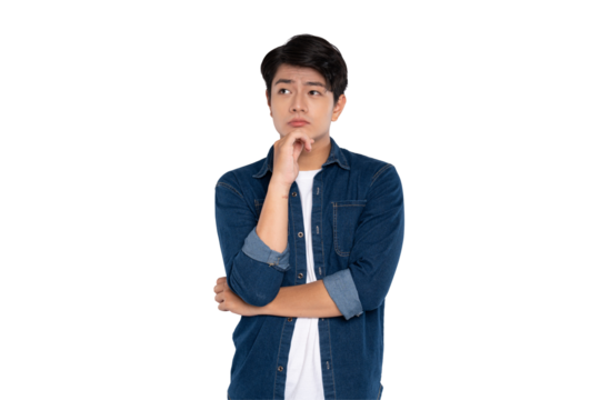 Portrait of young man Asian is posing on PNG background	