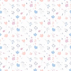 Charming Seamless Floral Pattern with Delicate Pastel Flowers on Soft Background Ideal for Textiles and Home Decor
