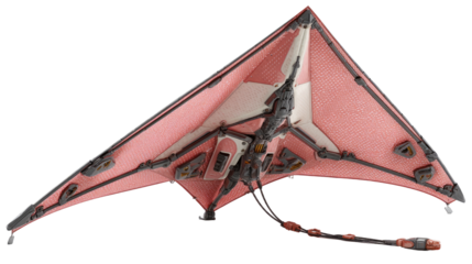 Dream Weaver: A close-up shot captures the intricate details of a delta wing kite against a neutral backdrop, highlighting its vibrant colors and structural elegance.