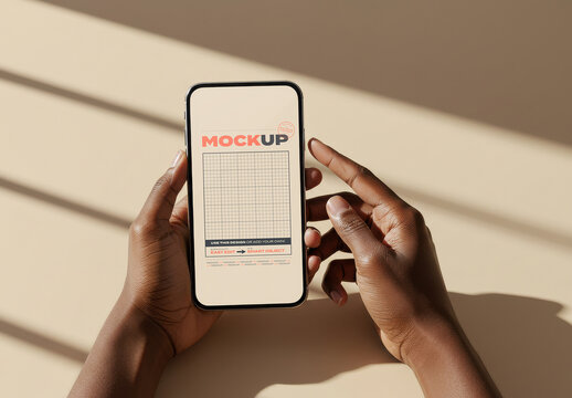 Hand Holding Cellphone Screen Mockup