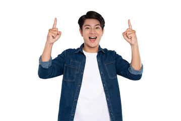 Portrait of young man Asian is posing on PNG background	