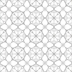 Fototapeta premium Elegant Seamless Floral Pattern with Intricate Line Art Design for Textiles and Wallpaper