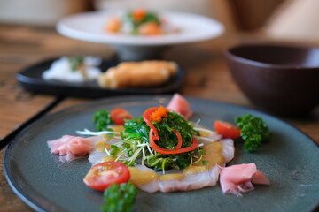 Chilled Red Snapper Carpaccio. fish Carpaccio. 