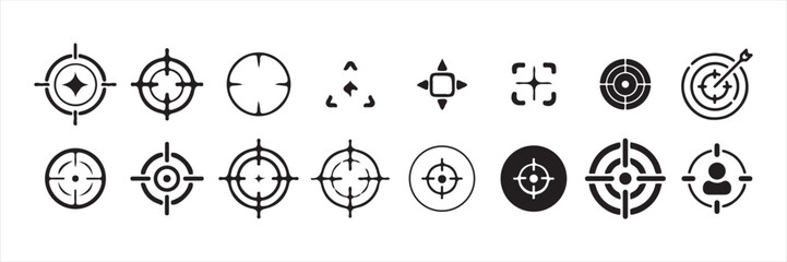 Target vector icons. Goal.Set of goals. Simple target with arrow. Hitting the bullseye icon. and hunting themes, digital art, and UI projects. Victor illustration eps 10