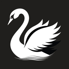 Swan silhouette vector art illustration.