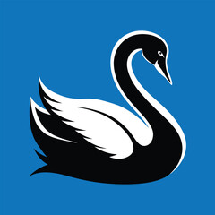 Swan silhouette vector art illustration.