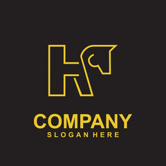 Letter H Horse Flat Modern Minimalist logo design template