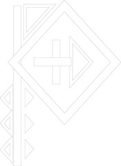 Cultural Line Art Letter P – Ethnic Alphabet Character with Geometric Tribal Motifs