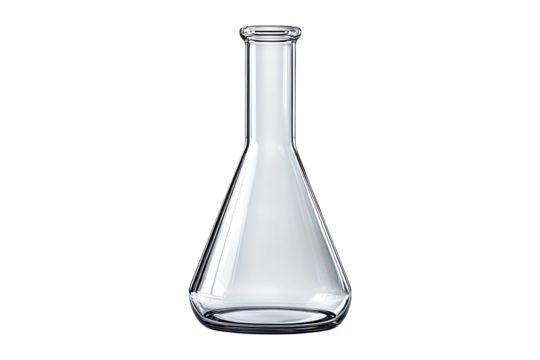 Empty chemical flask isolated on transparent background