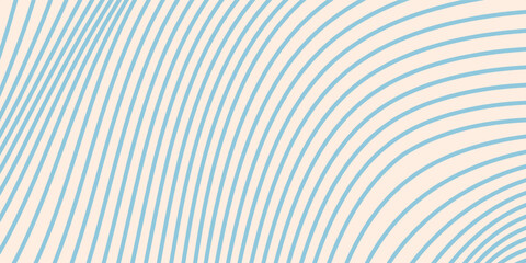 Blue and beige diagonal wavy lines seamless pattern. Simple vector abstract liquid stripes background. Funky groovy texture with diagonal waves, fluid shapes, flow. Stylish repeated decorative design