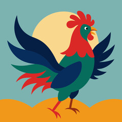 vector illustration of a rooster