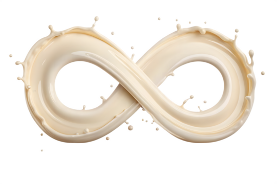 Creamy Milk Splash in Infinity Symbol on Transparent Background