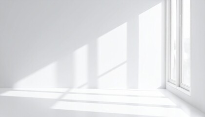 Obraz premium Minimal abstract light gray background for product presentation. Soft shadow and ligh