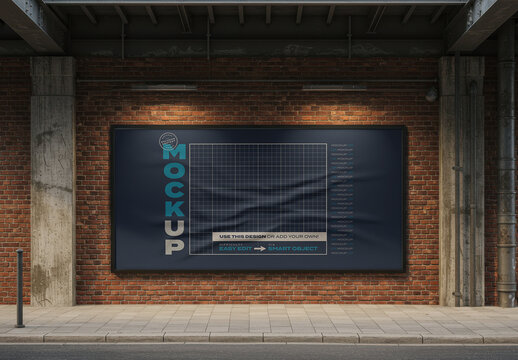 Horizontal Street Sign under Bridge Mockup