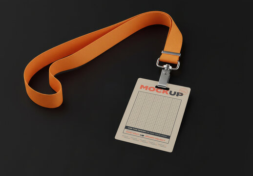 ID card with lanyyard Mockup