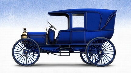 Fototapeta premium Elegant Blue Antique Car Vintage Design with Intricate Details Side View Automotive