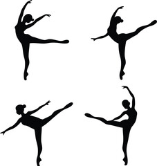 Four Silhouettes of Ballerinas in Elegant Poses