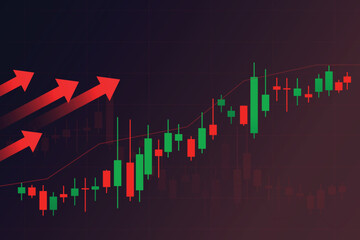 Financial business statistics with bar graph and candlestick chart 