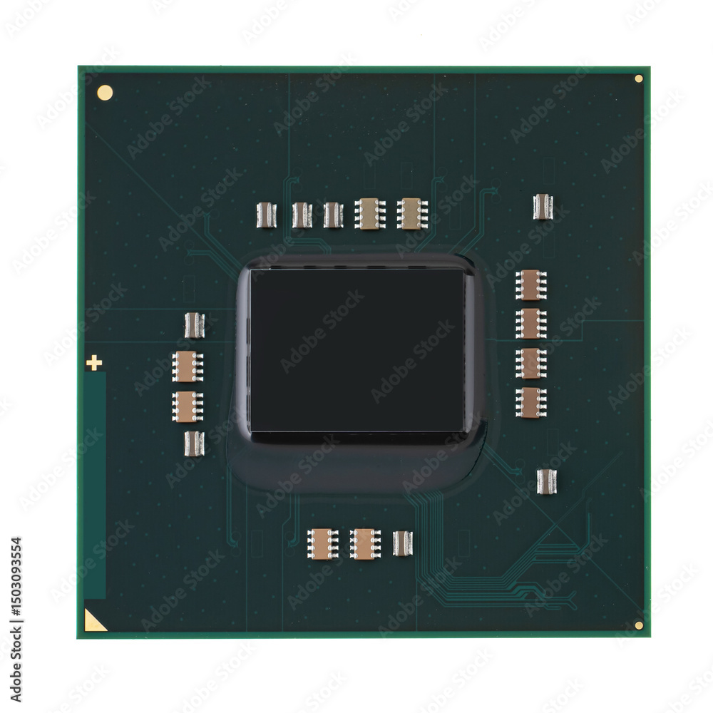 Poster close-up of graphics chip with clear texture. the image emphasizes the complexity and precision of t