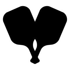 Pickleball paddles forming heart – black silhouette love symbol