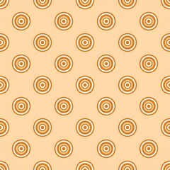 Geometric Seamless Pattern with Circular Designs in Warm Tones on Soft Peach Background for Modern Fabric or Wallpaper Applications