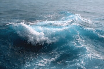 Obraz premium Ocean Wave: Serene Blue Waters Crashing in a Tranquil Seascape