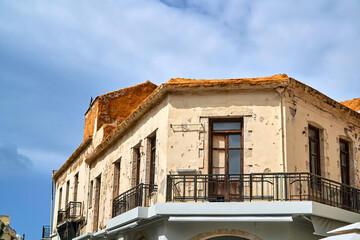 Old tenement house with balcony in Rethymnon on the island of Crete