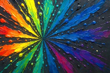 Spectrum Burst &ndash; Vibrant Rainbow Paint Explosion on Black Background