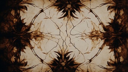 Abstract brown ink artwork symmetrical design