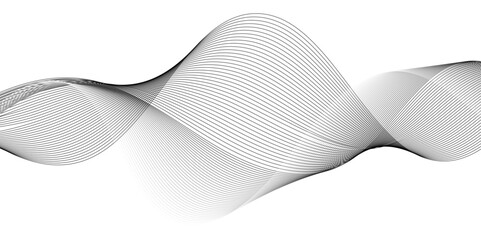Abstract digital stylized black and grey curved wavy line art element for design white Striped line texture background. Vector illustration.	