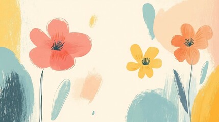 Abstract Floral Art Print: Soft Hues and Brushstrokes