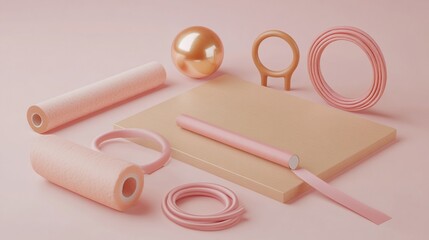 Abstract Pink and Gold Geometric Composition