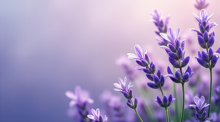 Elegant Close-Up  Lavender Background – Delicate Petals & Stems for Calming Aesthetic (with Copy Space) 