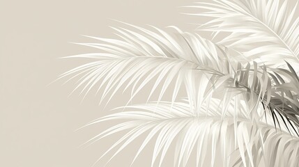 Elegant Monochrome Palm Fronds on Beige Background