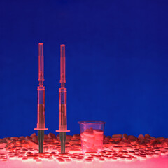 Polypharmacy or drug addiction concept