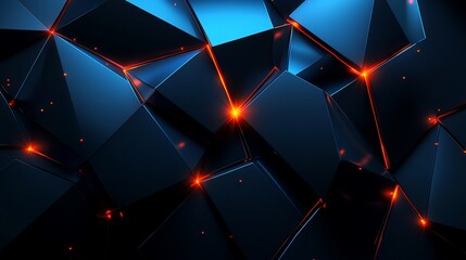Abstract Dark Blue and Orange Polygonal Background