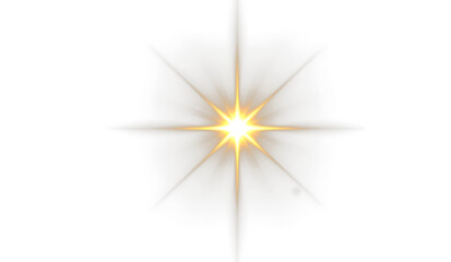 PNG star glow with flash beam and starlight sparkle in abstract night background.
